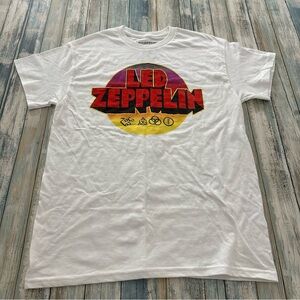 Led Zeppelin T-Shirt Men’s MEDIUM Sunset Circle Graphic Band Logo Rock White